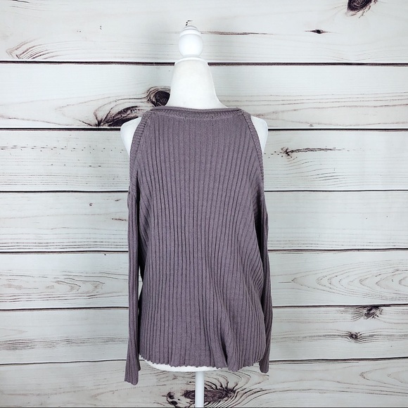 Say What? Pink Ribbed Cold Shoulder Pullover M - Picture 6 of 7